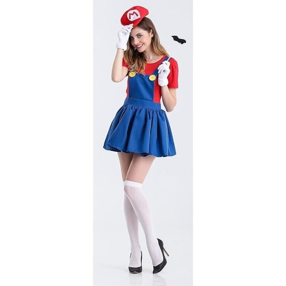 Sexy SUPER MARIO cosplay  Video Game Character  4pc Costume WOMENS SZ LARGE 8/10 - Picture 3 of 12